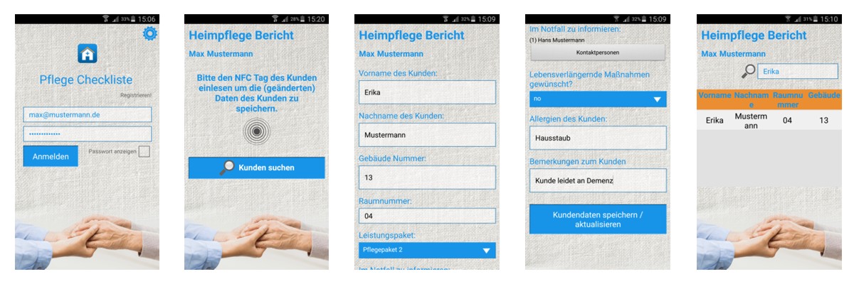 mobile Datenerfassung für Pflegepersonal in der Heimpflege per App mit Smartphone und Tablet